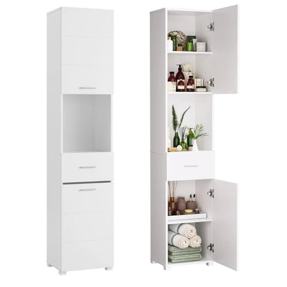 Meuble salle de bain blanc et bois 37x30x180cm - vente privée 14:29White;200007763:201336101