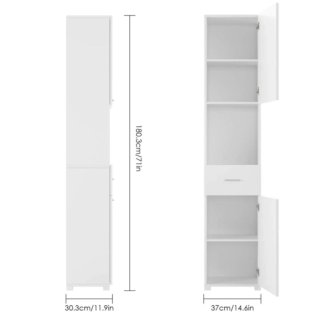 Meuble salle de bain blanc et bois 37x30x180cm - vente privée 14:29White;200007763:201336101