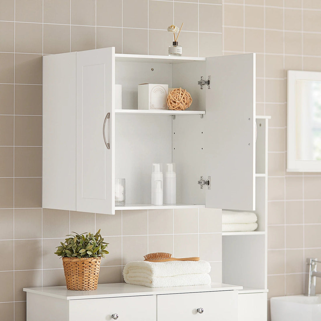 Meuble salle de bain blanc moderne 60x60x30cm - vente privée 14:365458Brown;200007763:201336101