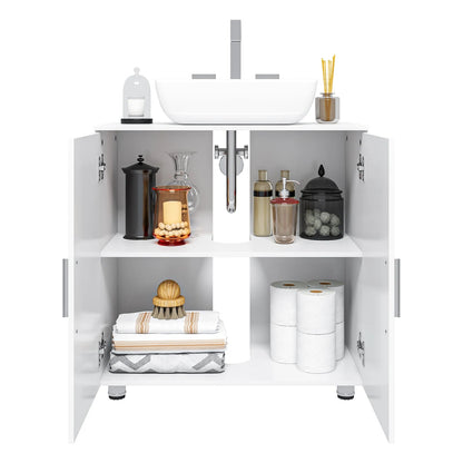 Meuble salle de bain blanc sous lavabo 60x60x30cm - vente privée 14:29;200007763:201336101