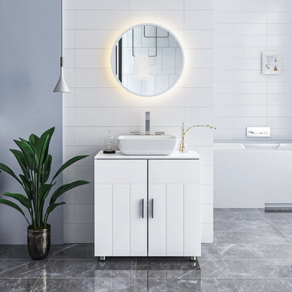 Meuble salle de bain blanc sous lavabo 60x60x30cm - vente privée 14:29;200007763:201336101