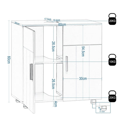 Meuble salle de bain blanc sous lavabo 60x60x30cm - vente privée 14:29;200007763:201336101