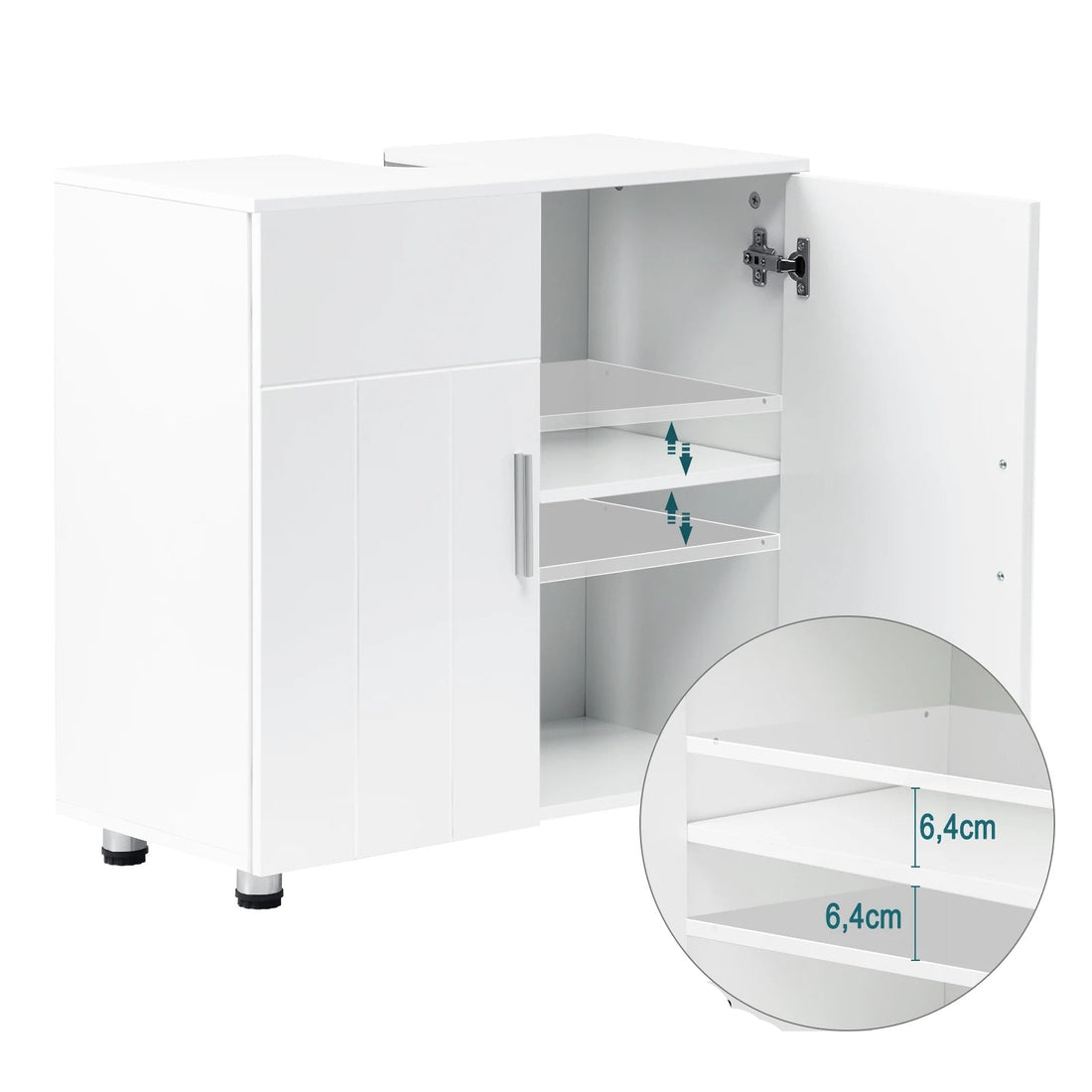 Meuble salle de bain blanc sous lavabo 60x60x30cm - vente privée 14:29;200007763:201336101