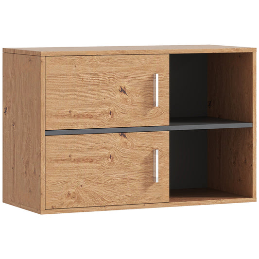 Meuble salle de bain bois suspendu naturel de 80X35X57.5 cm - vente privée 200007763:201336104