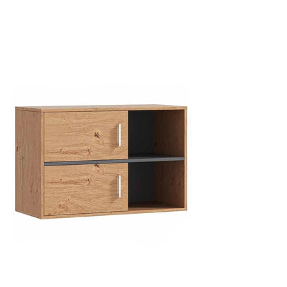 Meuble salle de bain bois suspendu naturel de 80X35X57.5 cm - vente privée 200007763:201336104