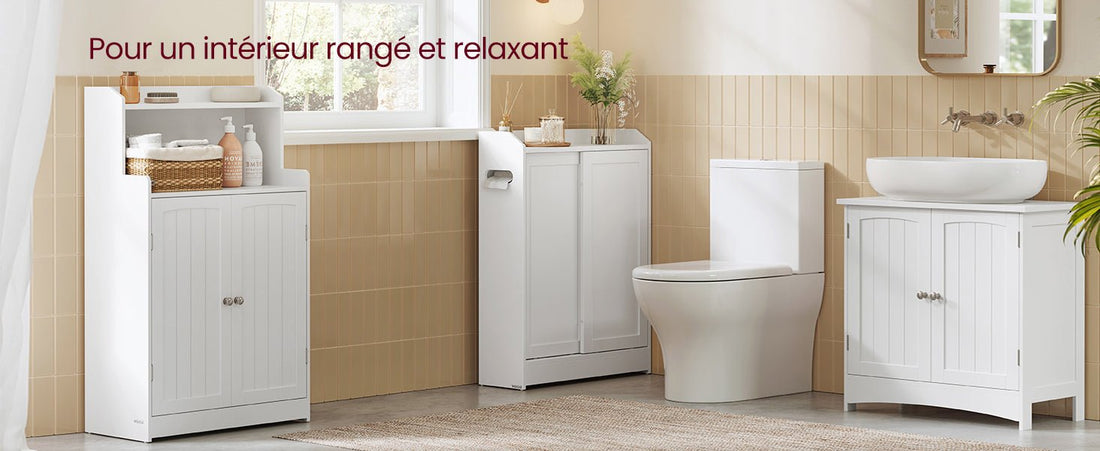 Meuble salle de bain chic et tendance - Pour Produits beauté ou papier toilette 20 x 60 x 80 cm - vente privée 14:29Blanc Nuage;200007763:201336101