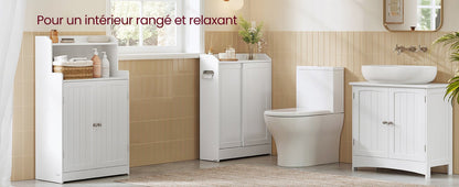 Meuble salle de bain chic et tendance - Pour Produits beauté ou papier toilette 20 x 60 x 80 cm - vente privée 14:29Blanc Nuage;200007763:201336101