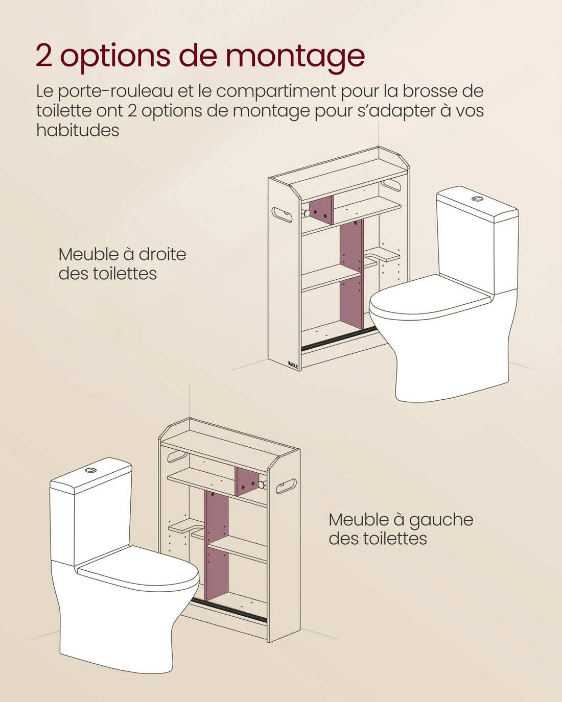 Meuble salle de bain chic et tendance - Pour Produits beauté ou papier toilette 20 x 60 x 80 cm - vente privée 14:29Blanc Nuage;200007763:201336101
