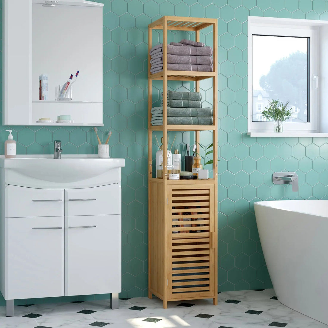 Meuble salle de bain colonne bois 169cm - vente privée 14:933Natural;200007763:201336101