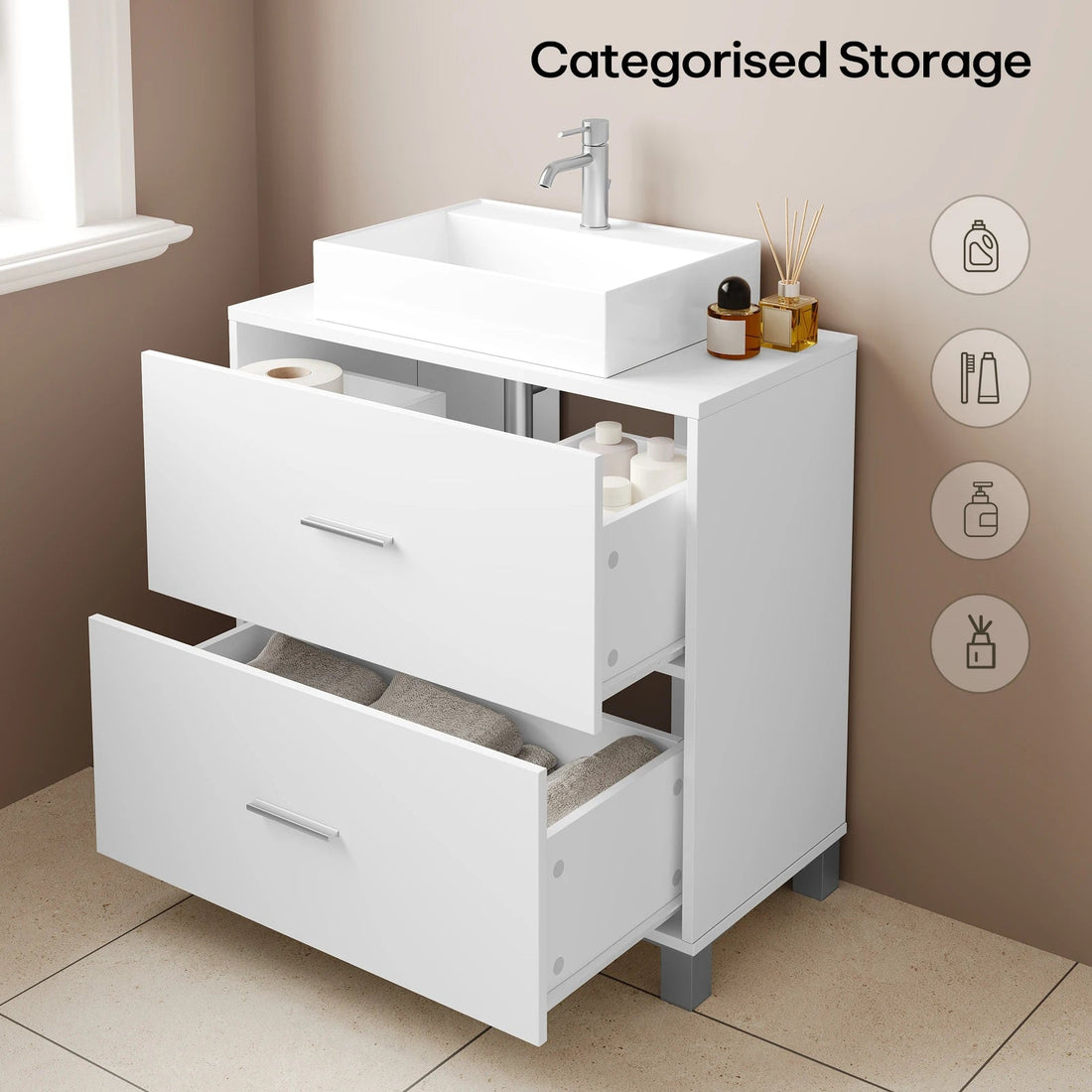 Meuble salle de bain design luxe simple 60x30x60cm - vente privée 14:29White;200007763:201336101