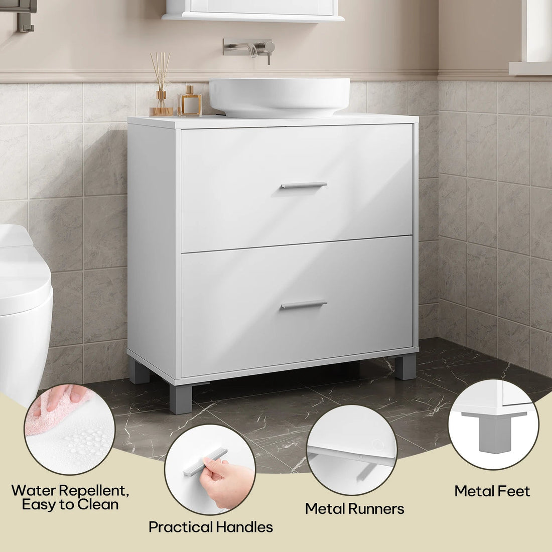 Meuble salle de bain design luxe simple 60x30x60cm - vente privée 14:29White;200007763:201336101
