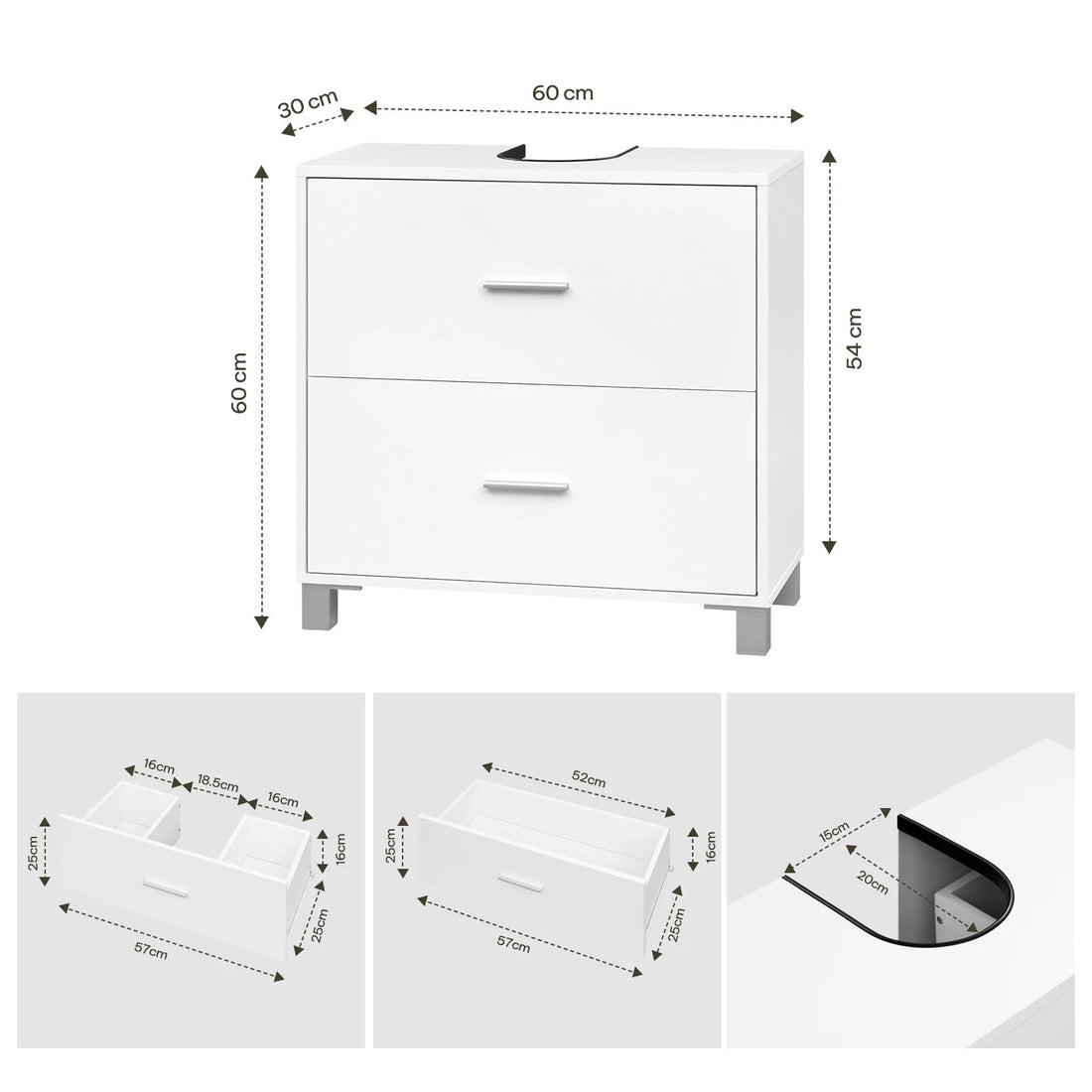 Meuble salle de bain design luxe simple 60x30x60cm - vente privée 14:29White;200007763:201336101