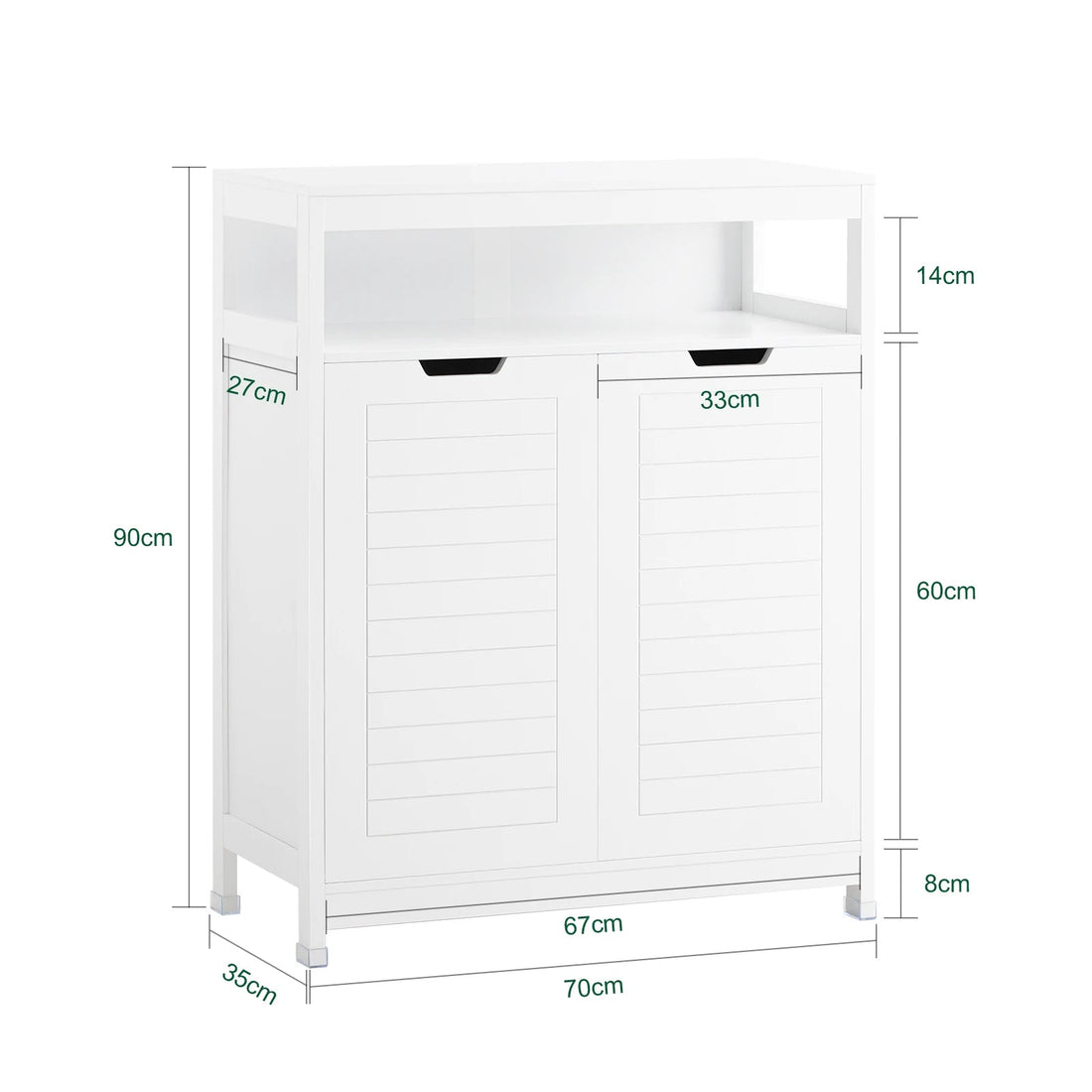 Meuble salle de bain doubles portes blanches - 70x90x35cm - vente privée 14:29;200007763:201336101
