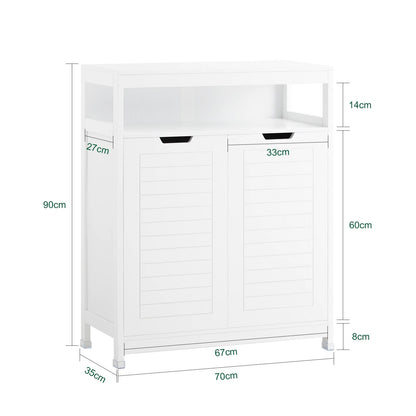 Meuble salle de bain doubles portes blanches - 70x90x35cm - vente privée 14:29;200007763:201336101