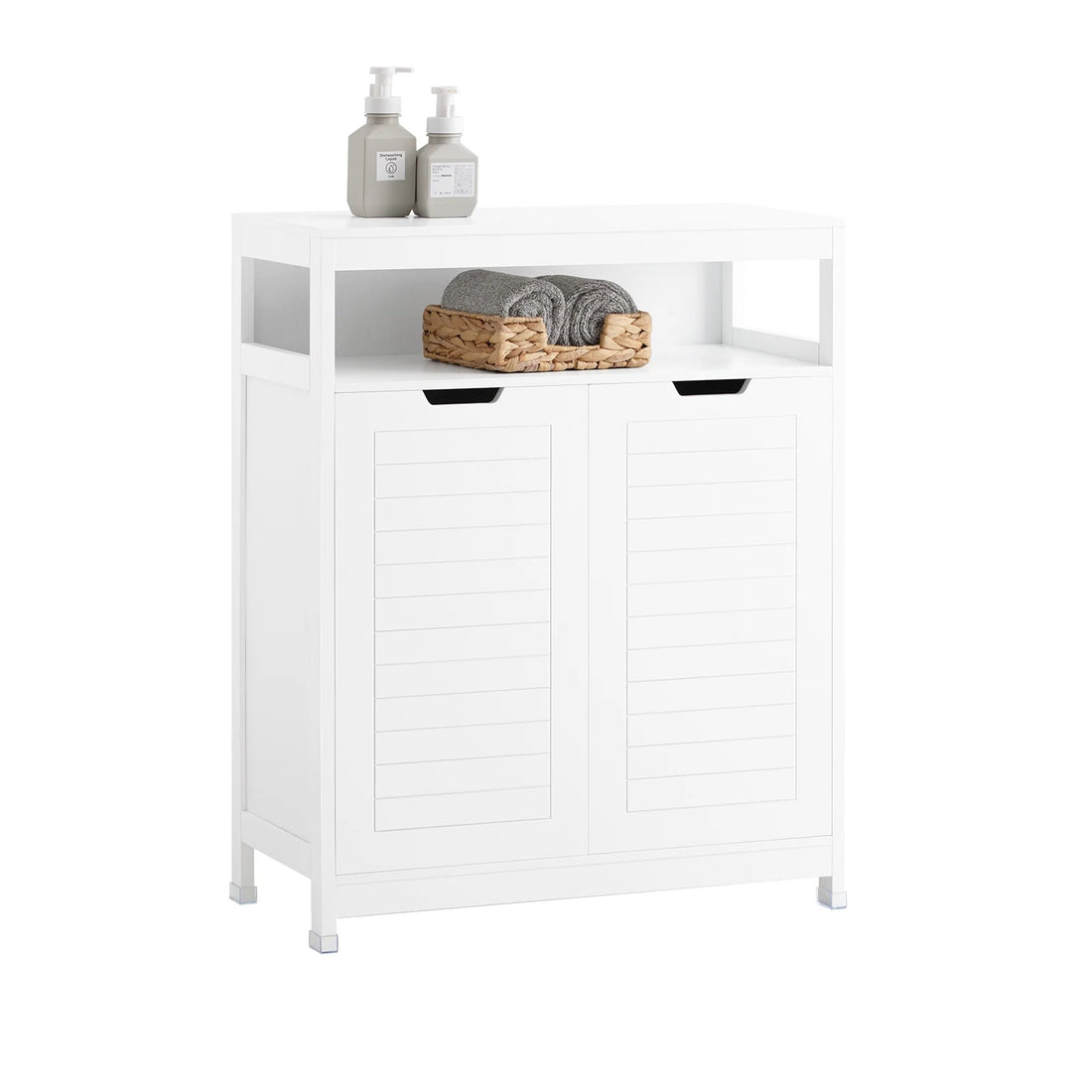 Meuble salle de bain doubles portes blanches - 70x90x35cm - vente privée 14:29;200007763:201336101