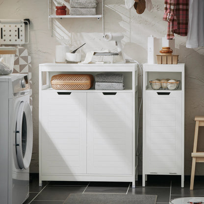 Meuble salle de bain doubles portes blanches - 70x90x35cm - vente privée 14:29;200007763:201336101