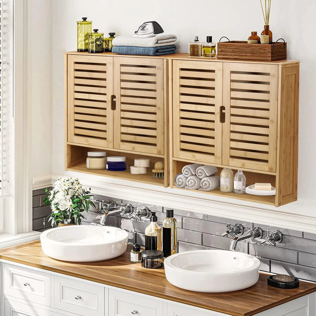Meuble salle de bain en bambou mural - vente privée 14:29Wood;200007763:201336101