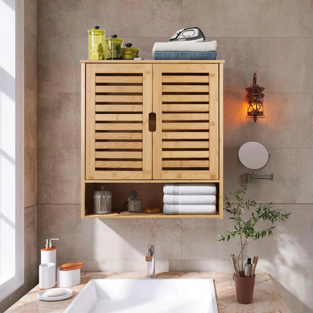 Meuble salle de bain en bambou mural - vente privée 14:29Wood;200007763:201336101