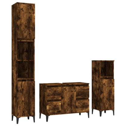 Meuble salle de bain en bois d'ingénierie ensemble de 3 pièces - vente privée 14:10;200007763:201336343