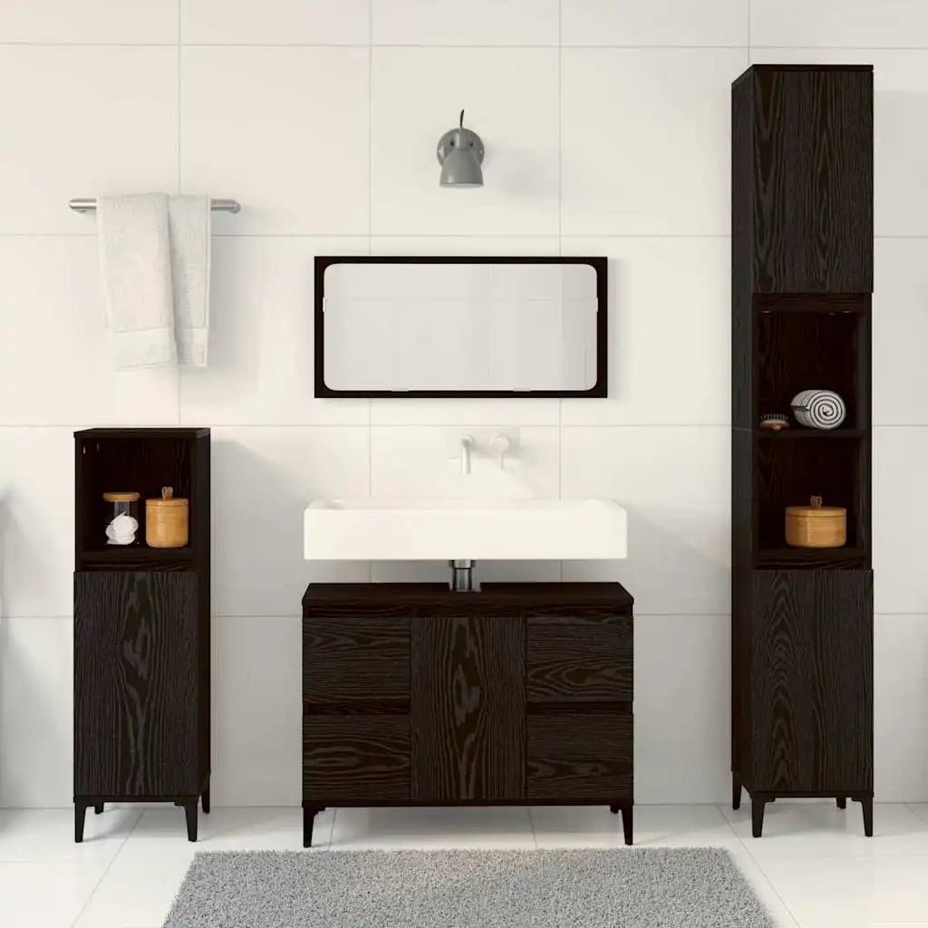 Meuble salle de bain en bois d'ingénierie ensemble de 3 pièces - vente privée 14:496;200007763:201336343