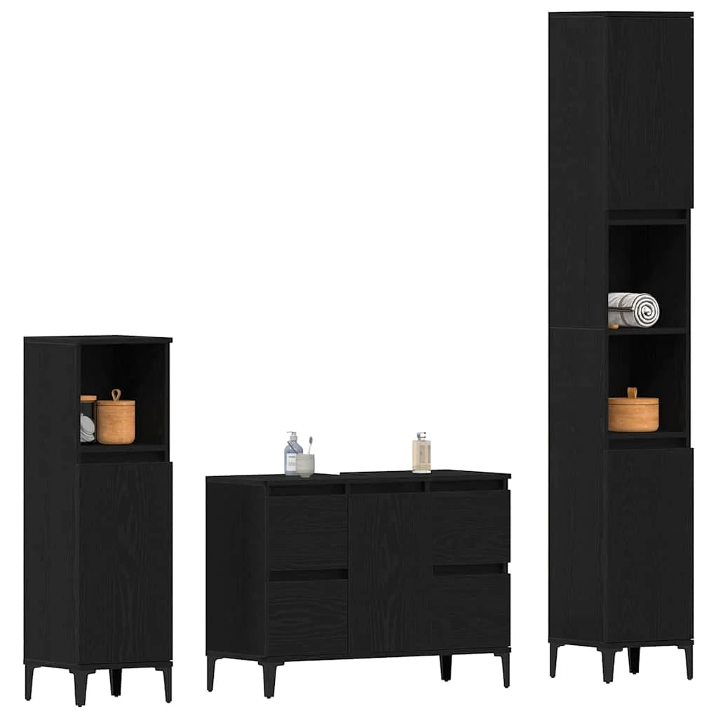 Meuble salle de bain en bois d'ingénierie ensemble de 3 pièces - vente privée 14:496;200007763:201336343
