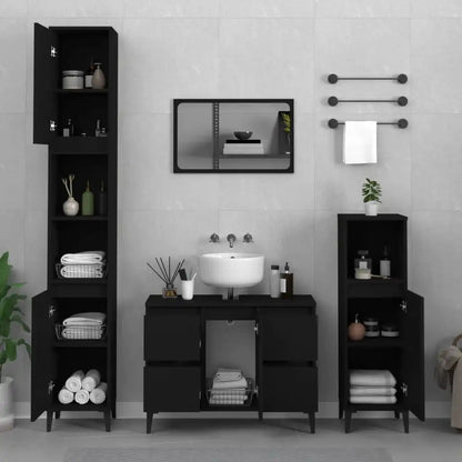 Meuble salle de bain en bois d'ingénierie ensemble de 3 pièces - vente privée 14:496;200007763:201336343