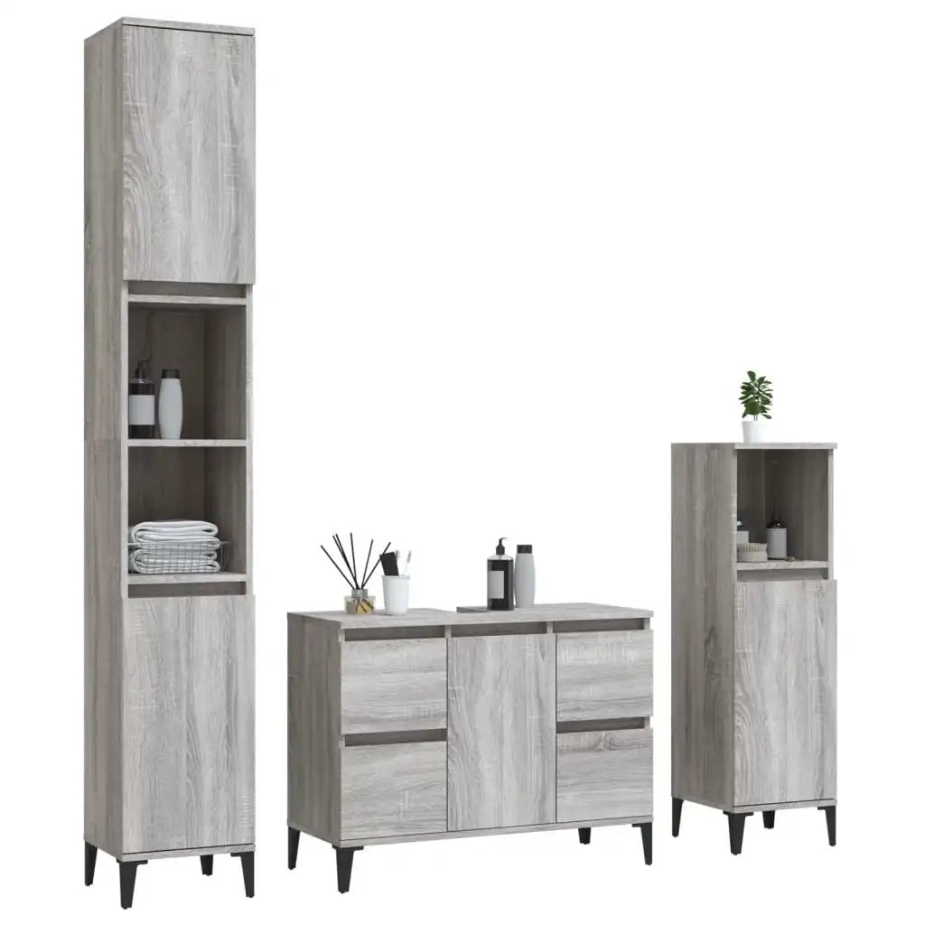 Meuble salle de bain en bois d'ingénierie ensemble de 3 pièces - vente privée 14:496;200007763:201336343