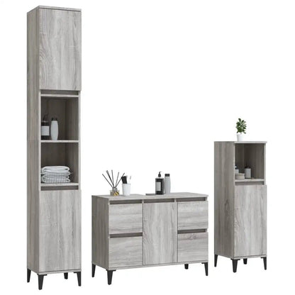 Meuble salle de bain en bois d'ingénierie ensemble de 3 pièces - vente privée 14:496;200007763:201336343