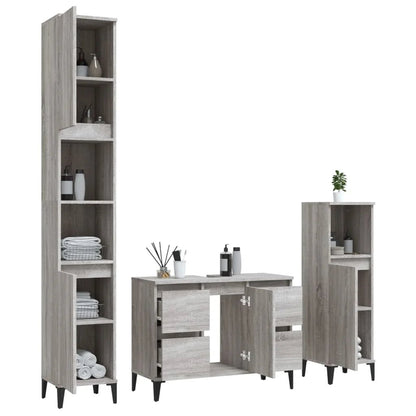 Meuble salle de bain en bois d'ingénierie ensemble de 3 pièces - vente privée 14:496;200007763:201336343