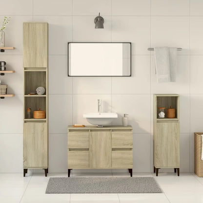 Meuble salle de bain en bois d'ingénierie ensemble de 3 pièces - vente privée 14:496;200007763:201336343