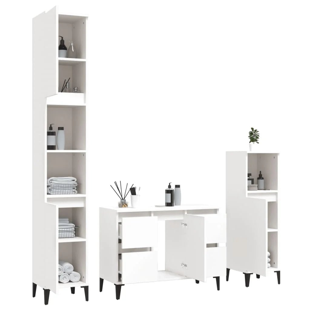 Meuble salle de bain en bois d'ingénierie ensemble de 3 pièces - vente privée 14:496;200007763:201336343