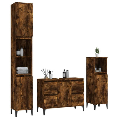 Meuble salle de bain en bois d'ingénierie ensemble de 3 pièces - vente privée 14:496;200007763:201336343