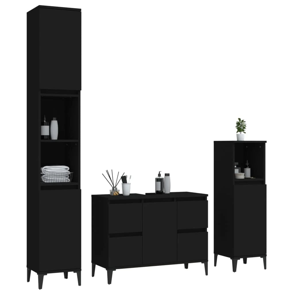 Meuble salle de bain en bois d'ingénierie ensemble de 3 pièces - vente privée 14:496;200007763:201336343
