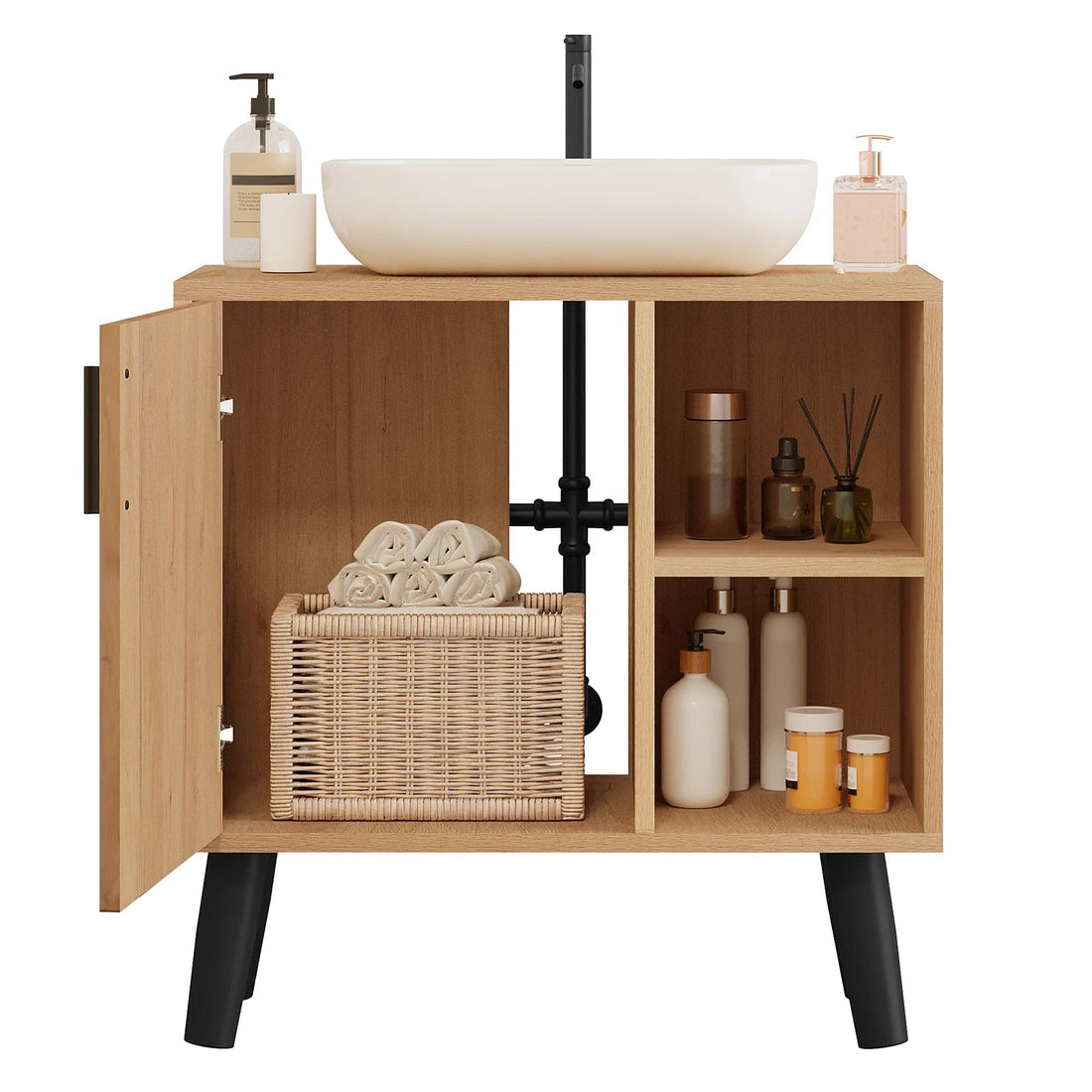 Meuble salle de bain en bois moderne 60x30x60.5cm - vente privée 14:29black light oak;200007763:201336101