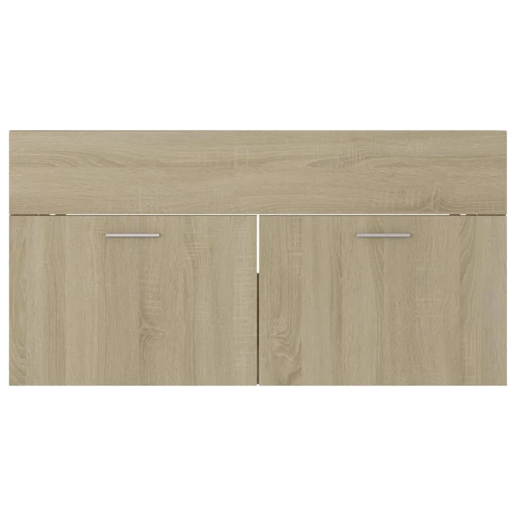 Meuble salle de bain en chêne bois d'ingénierie 90x38.5x46 cm - vente privée 200007763:201336343