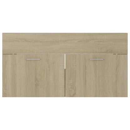 Meuble salle de bain en chêne bois d'ingénierie 90x38.5x46 cm - vente privée 200007763:201336343