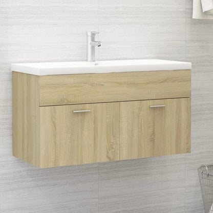 Meuble salle de bain en chêne bois d'ingénierie 90x38.5x46 cm - vente privée 200007763:201336343