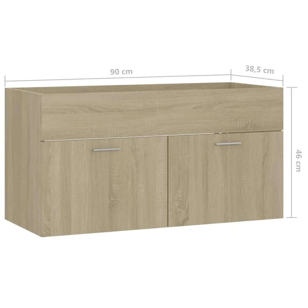 Meuble salle de bain en chêne bois d'ingénierie 90x38.5x46 cm - vente privée 200007763:201336343