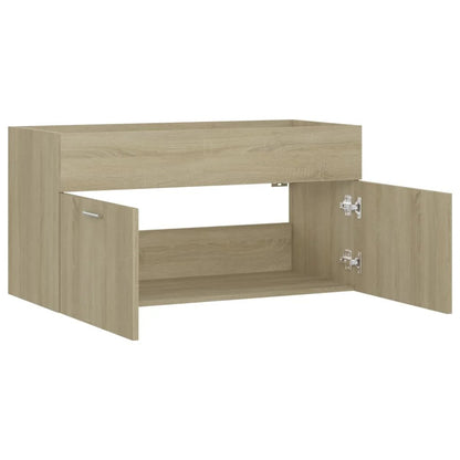 Meuble salle de bain en chêne bois d'ingénierie 90x38.5x46 cm - vente privée 200007763:201336343