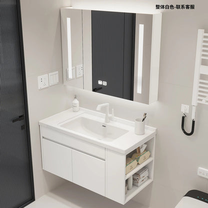 Meuble salle de bain ensemble avec lavabo et miroir - vente privée 14:10White