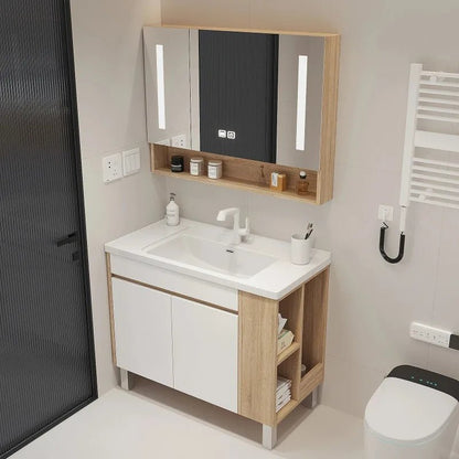 Meuble salle de bain ensemble avec lavabo et miroir - vente privée 14:10White