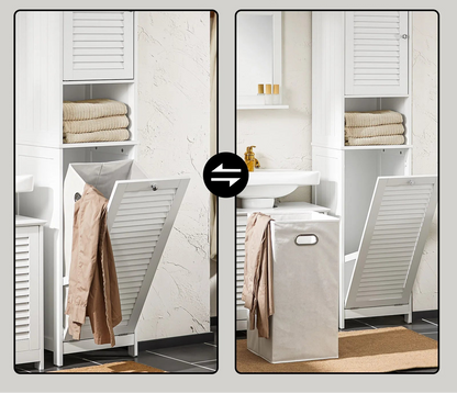 Meuble salle de bain étroit avec panier linge - vente privée 14:29;200007763:201336101