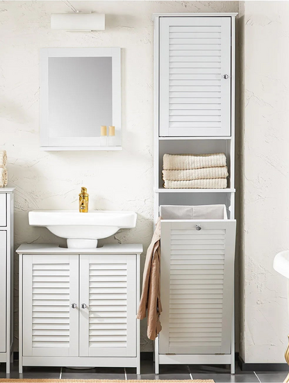 Meuble salle de bain étroit avec panier linge - vente privée 14:29;200007763:201336101