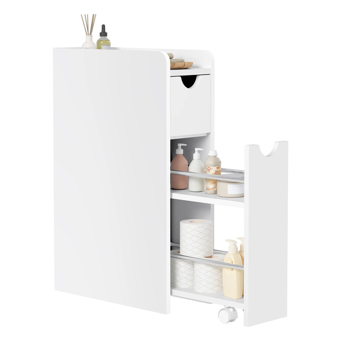 Meuble salle de bain étroit blanc - 19x45x70cm - vente privée 14:29;200007763:201336101