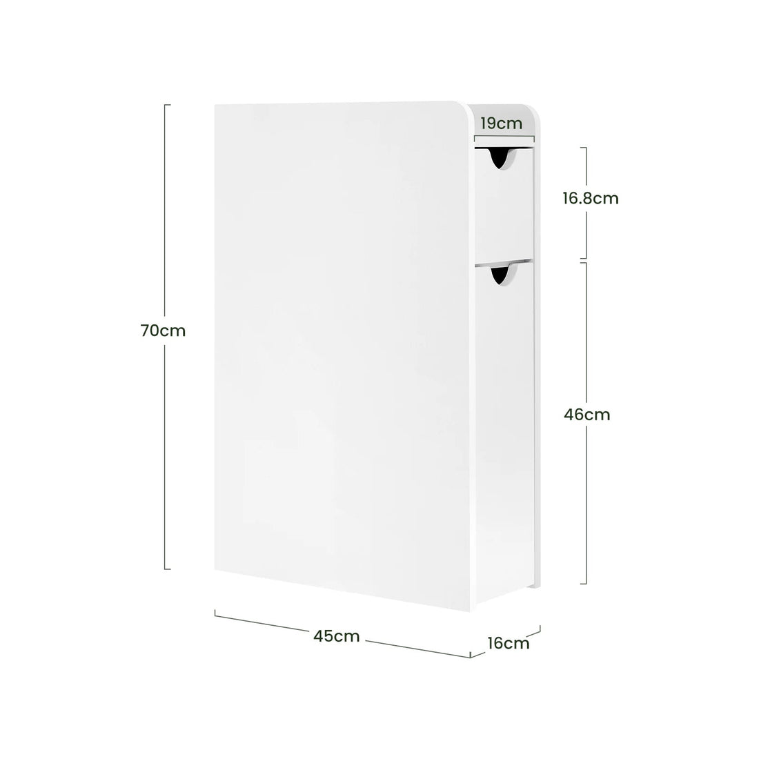 Meuble salle de bain étroit blanc - 19x45x70cm - vente privée 14:29;200007763:201336101