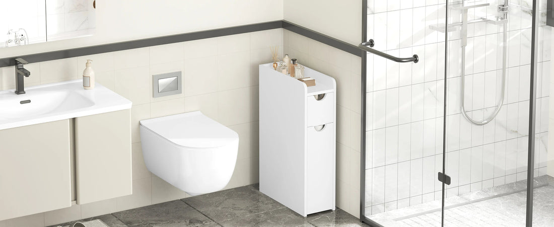 Meuble salle de bain étroit blanc - 19x45x70cm - vente privée 14:29;200007763:201336101