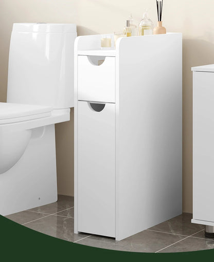 Meuble salle de bain étroit blanc - 19x45x70cm - vente privée 14:29;200007763:201336101