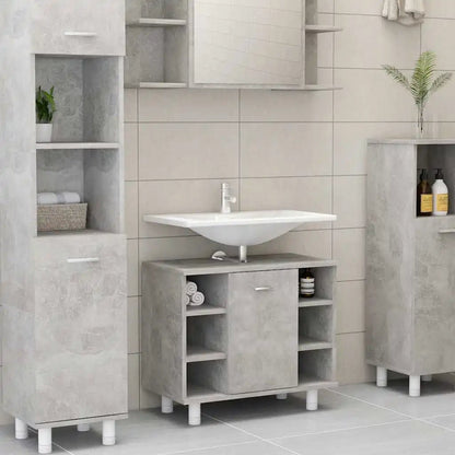 Meuble salle de bain gris béton en bois - vente privée 200007763:201336343