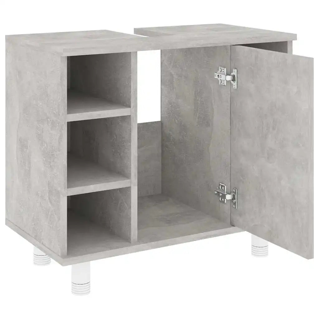 Meuble salle de bain gris béton en bois - vente privée 200007763:201336343