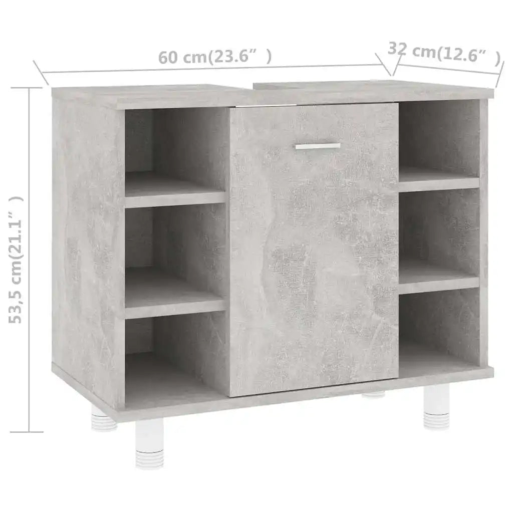 Meuble salle de bain gris béton en bois - vente privée 200007763:201336343